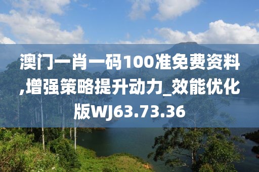 澳门一肖一码100准免费资料,增强策略提升动力_效能优化版WJ63.73.36