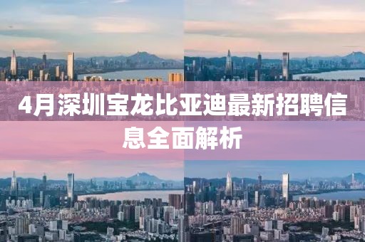 4月深圳宝龙比亚迪最新招聘信息全面解析