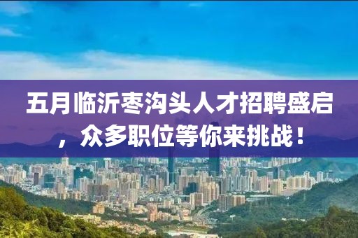 五月临沂枣沟头人才招聘盛启，众多职位等你来挑战！