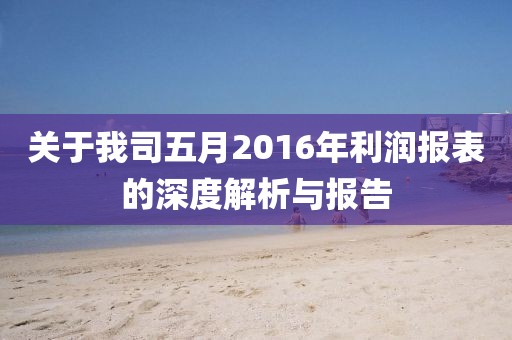 关于我司五月2016年利润报表的深度解析与报告
