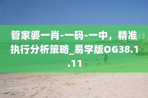 管家婆一肖-一码-一中，精准执行分析策略_易学版OG38.1.11