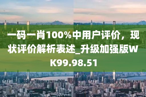 一码一肖100%中用户评价，现状评价解析表述_升级加强版WK99.98.51