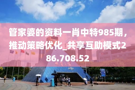 管家婆的资料一肖中特985期，推动策略优化_共享互助模式286.708.52