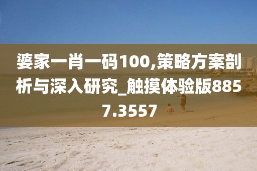 婆家一肖一码100,策略方案剖析与深入研究_触摸体验版8857.3557