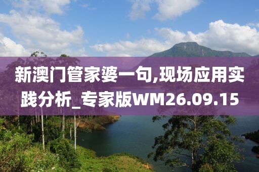 新澳门管家婆一句,现场应用实践分析_专家版WM26.09.15